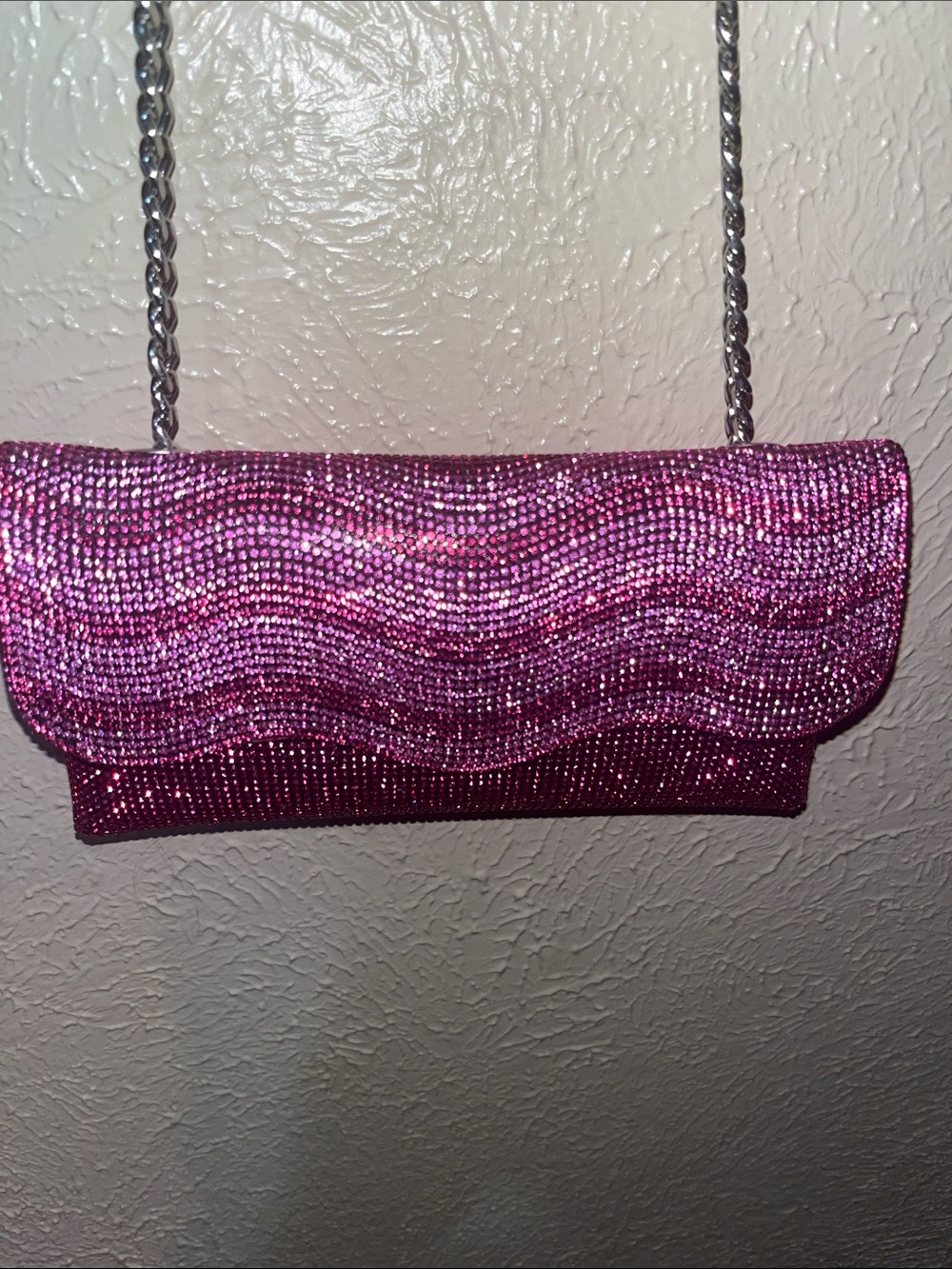 Women's Pink Glitter Chain Shoulder Bag - Picture 2 of 2